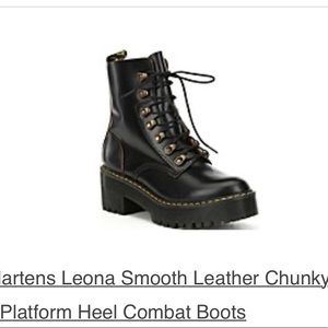 Dr. Martens Leona Smooth Leather Chunky Lug Sole Platform Heel Combat Boots